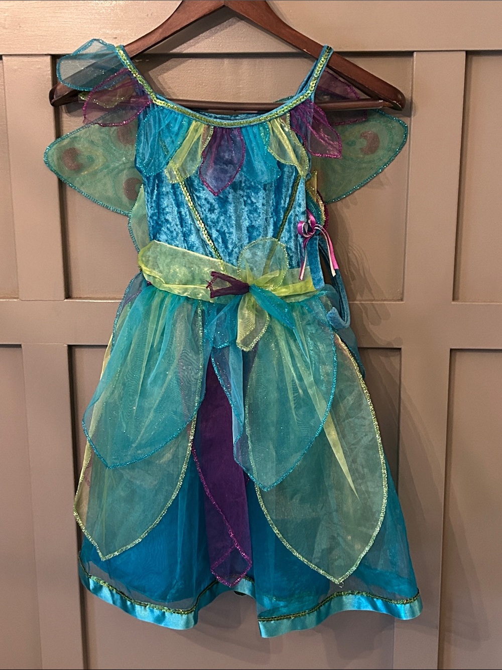 Fairy Dust Fairy Costume Halloween Dress Up Wings Headband Teal Blue Size 5 - 6